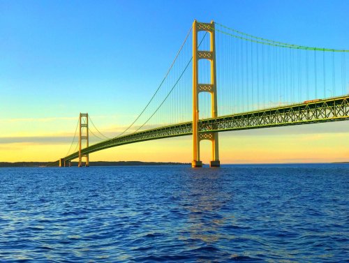 The mighty Mackinac Bridge located near Mackinac Island