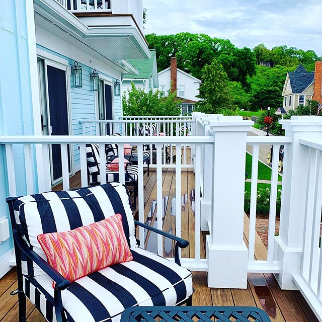 Mackinac House balcony room overlooking Market Street on Mackinac Island