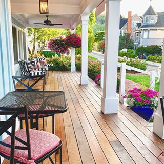 Mackinac Island Hotel front porch overlooking Market Street